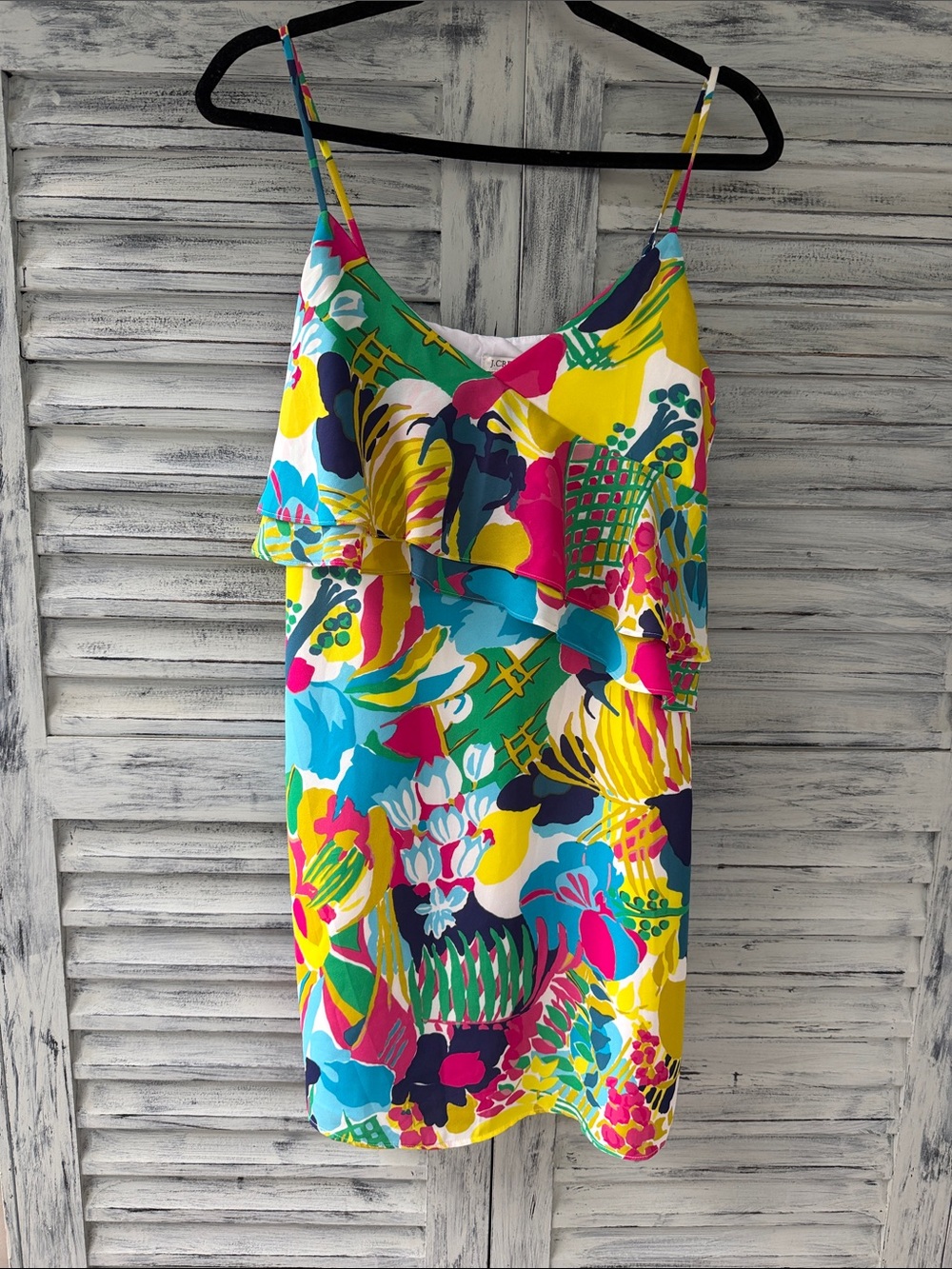 Like New J. Crew Vibrant Floral Spaghetti-Strap Dress in Multi Color Size 2